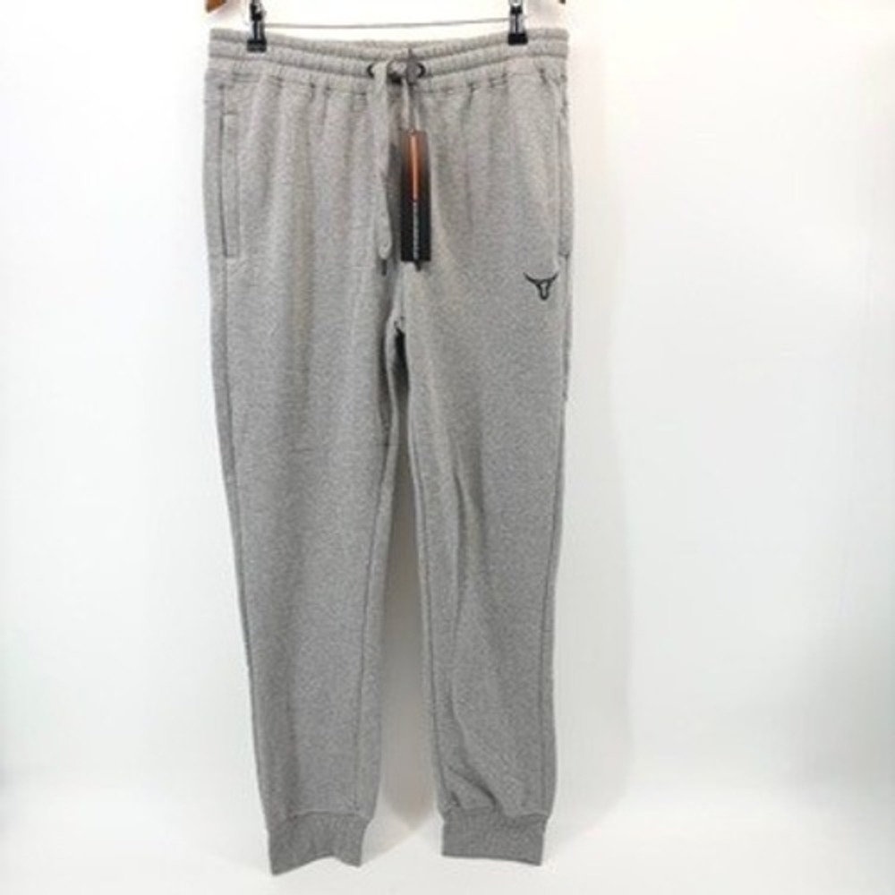 NWT Screenshot Mens Large Grey Fleece Jogger Sweatpants Longhorn Bull Streetwear